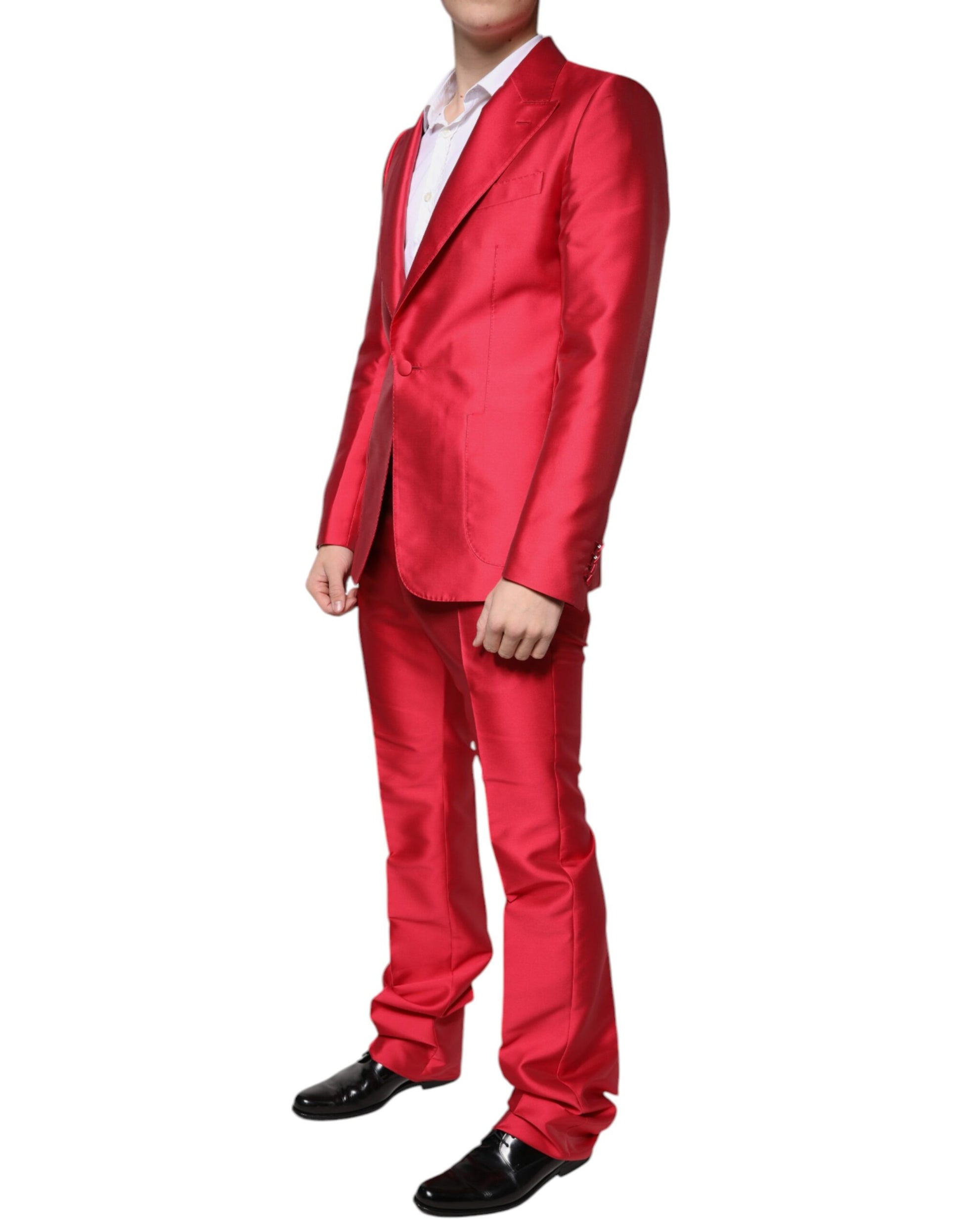 Dolce & Gabbana Red Polyester Single Breasted Formal Suit - IT48 | M