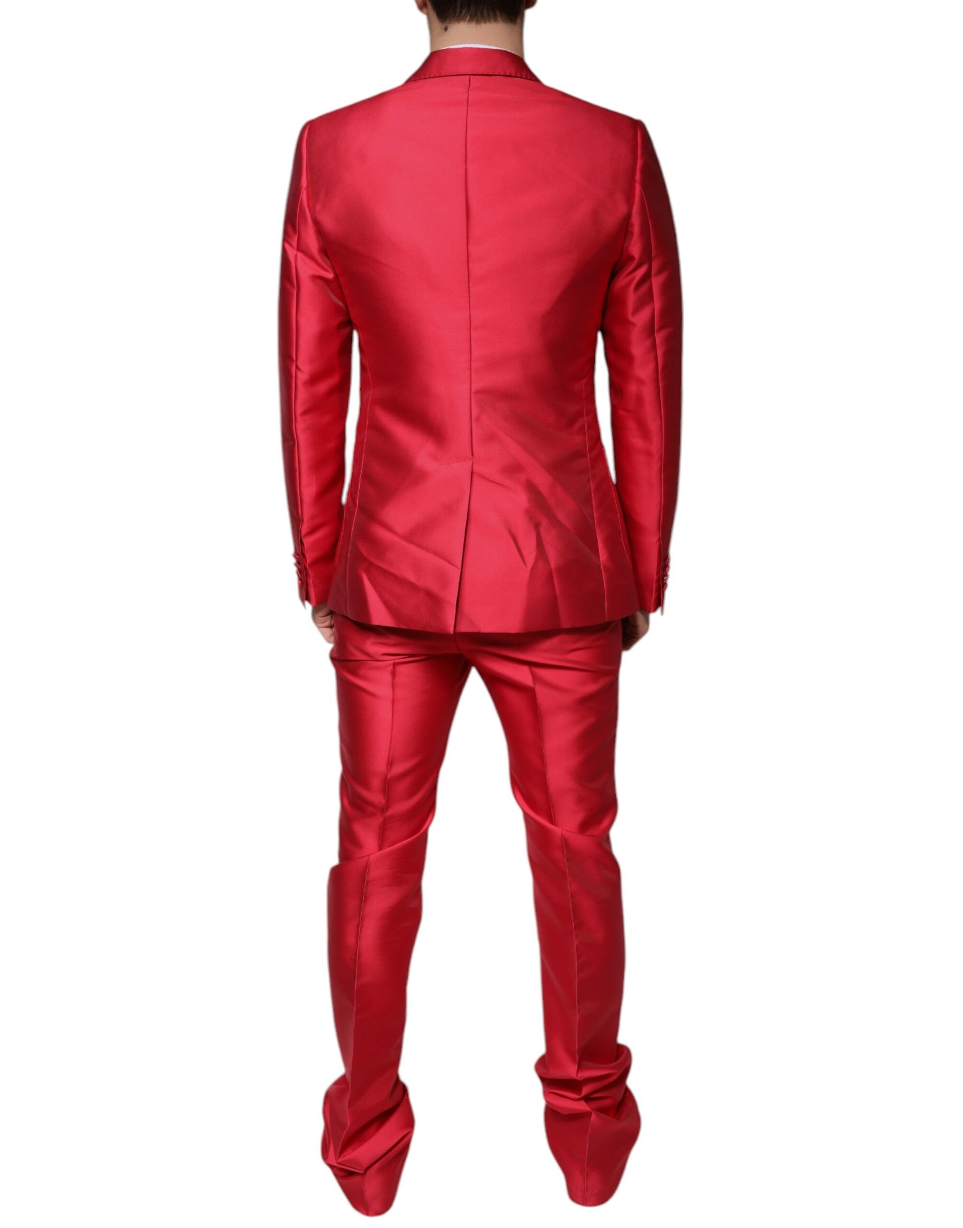 Dolce & Gabbana Red Polyester Single Breasted Formal Suit - IT48 | M