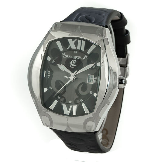 Chronotech Black Leather Watch