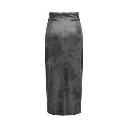 Only Gray Leather Leather Skirt