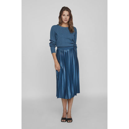 Vila Clothes Blue Polyester Polyester Skirt