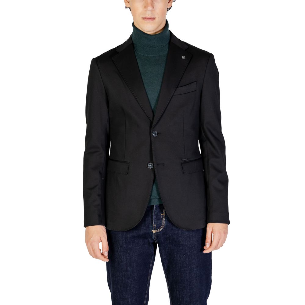 Gianni Lupo Black Polyester Blazer - IT54 | XXL