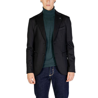 Gianni Lupo Black Polyester Blazer - IT54 | XXL