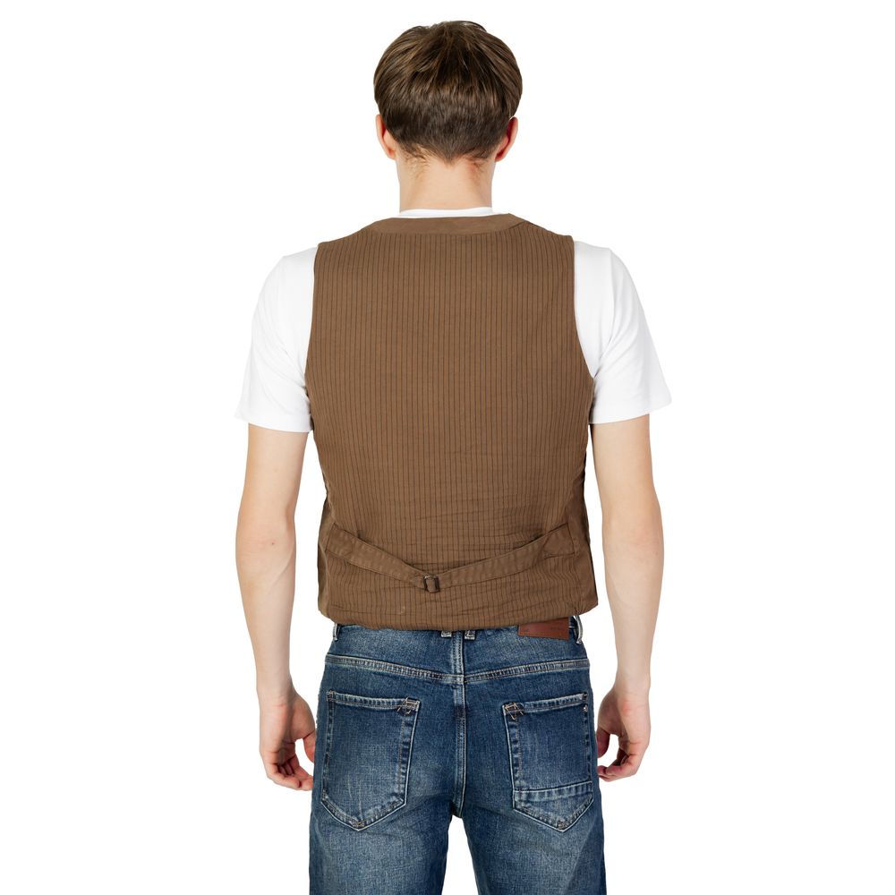 Gianni Lupo Brown Cotton Vest - IT44 | S