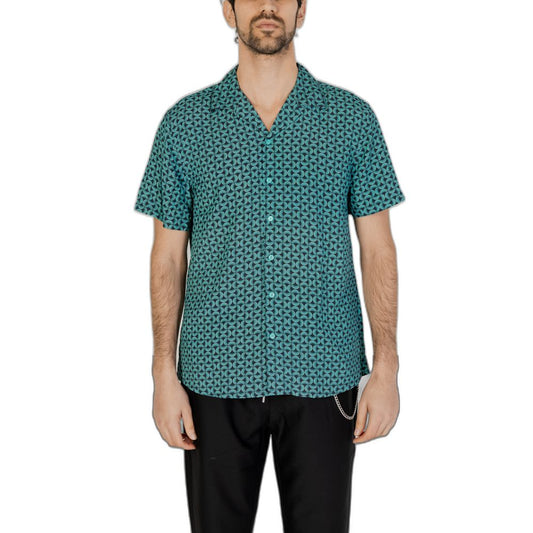 Gianni Lupo Turquoise Viscose Shirt - IT54 | XXL