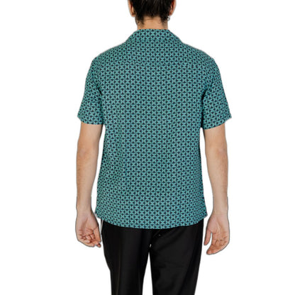 Gianni Lupo Turquoise Viscose Shirt - IT54 | XXL