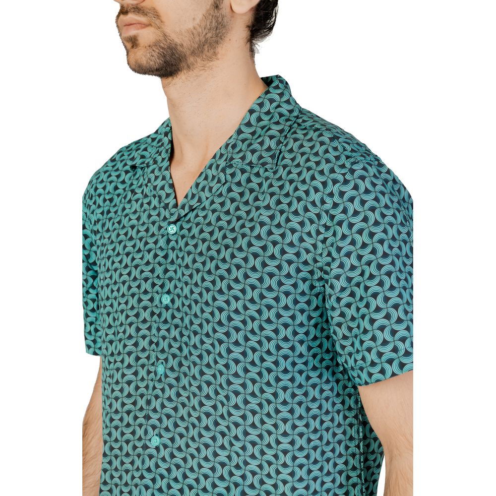 Gianni Lupo Turquoise Viscose Shirt - IT54 | XXL