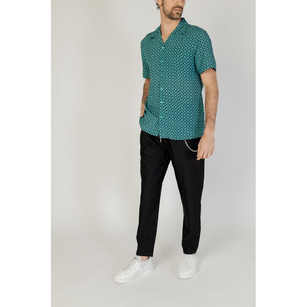 Gianni Lupo Turquoise Viscose Shirt - IT54 | XXL