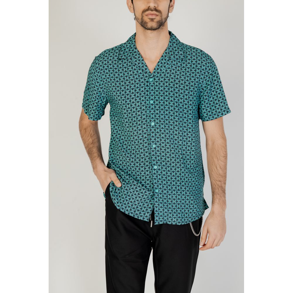 Gianni Lupo Turquoise Viscose Shirt - IT54 | XXL