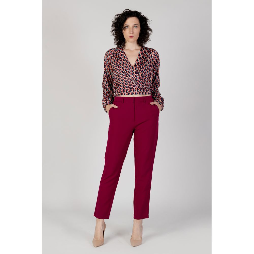 Vila Clothes Bordeaux Polyester Jeans & Pant - 34 | XXS