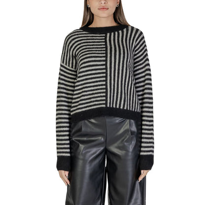 Vero Moda Black And White Polyester Polyester Sweater