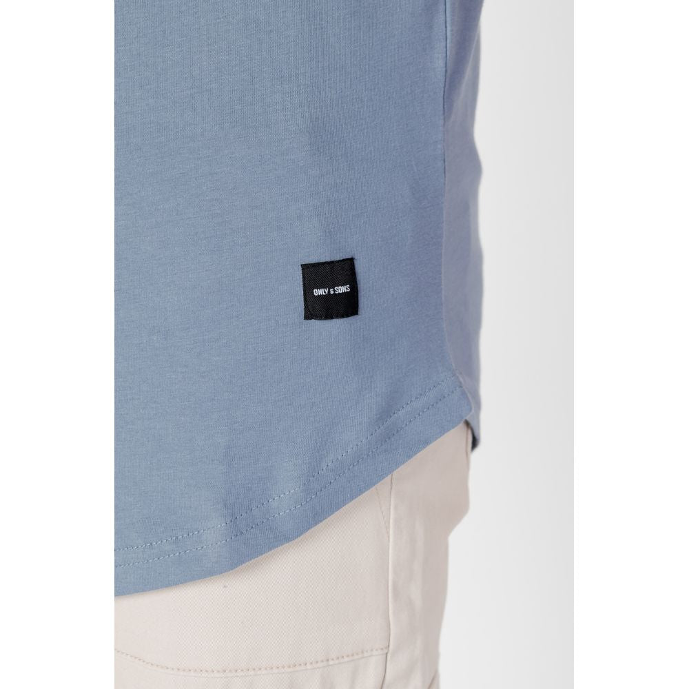 Only & Sons Blue Cotton T-Shirt