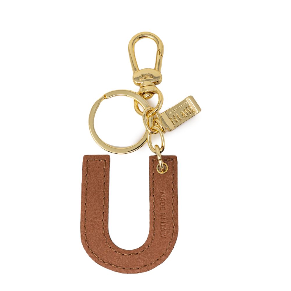 Alviero Martini Prima Classe Beige Leather Keychain