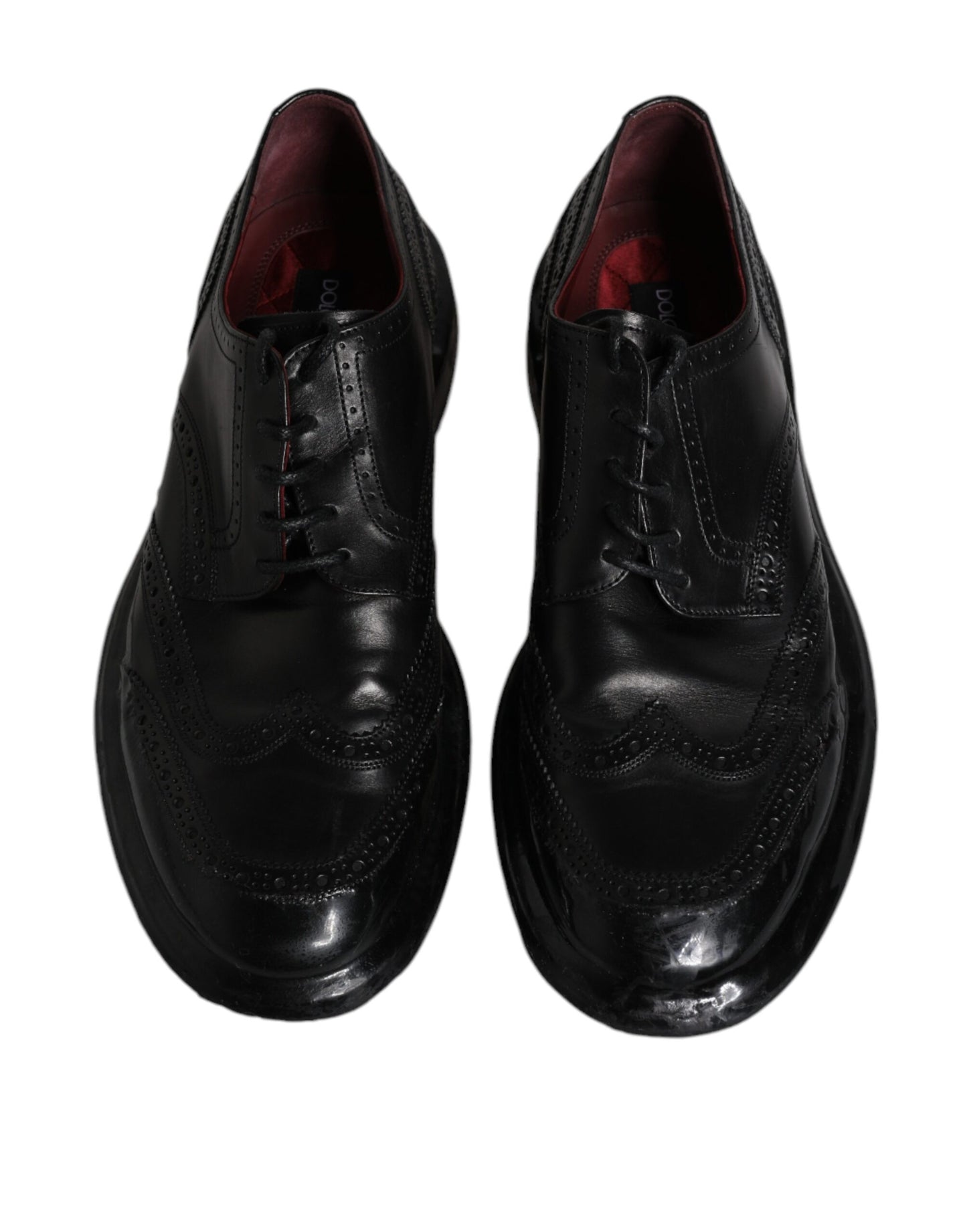 Dolce & Gabbana Black Leather Derby Wingtip Formal Shoes - EU42/US9