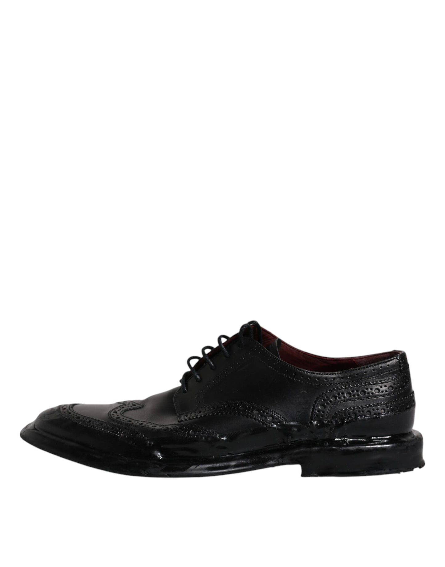 Dolce & Gabbana Black Leather Derby Wingtip Formal Shoes - EU42/US9