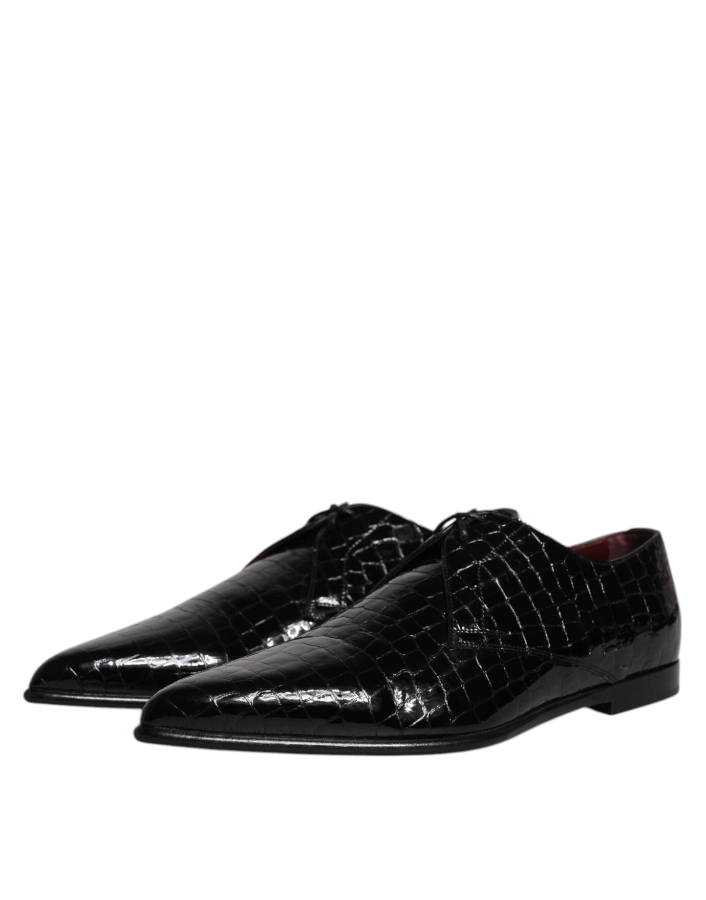 Dolce & Gabbana Black Exotic Leather Mens Derby Formal Shoes - EU44/US11