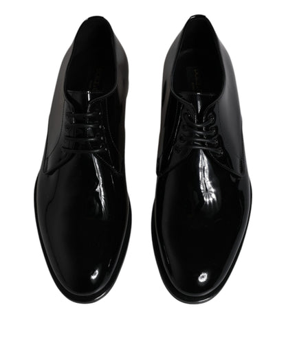 Dolce & Gabbana Black Patent Leather Derby Formal Dress Shoes - EU40/US7