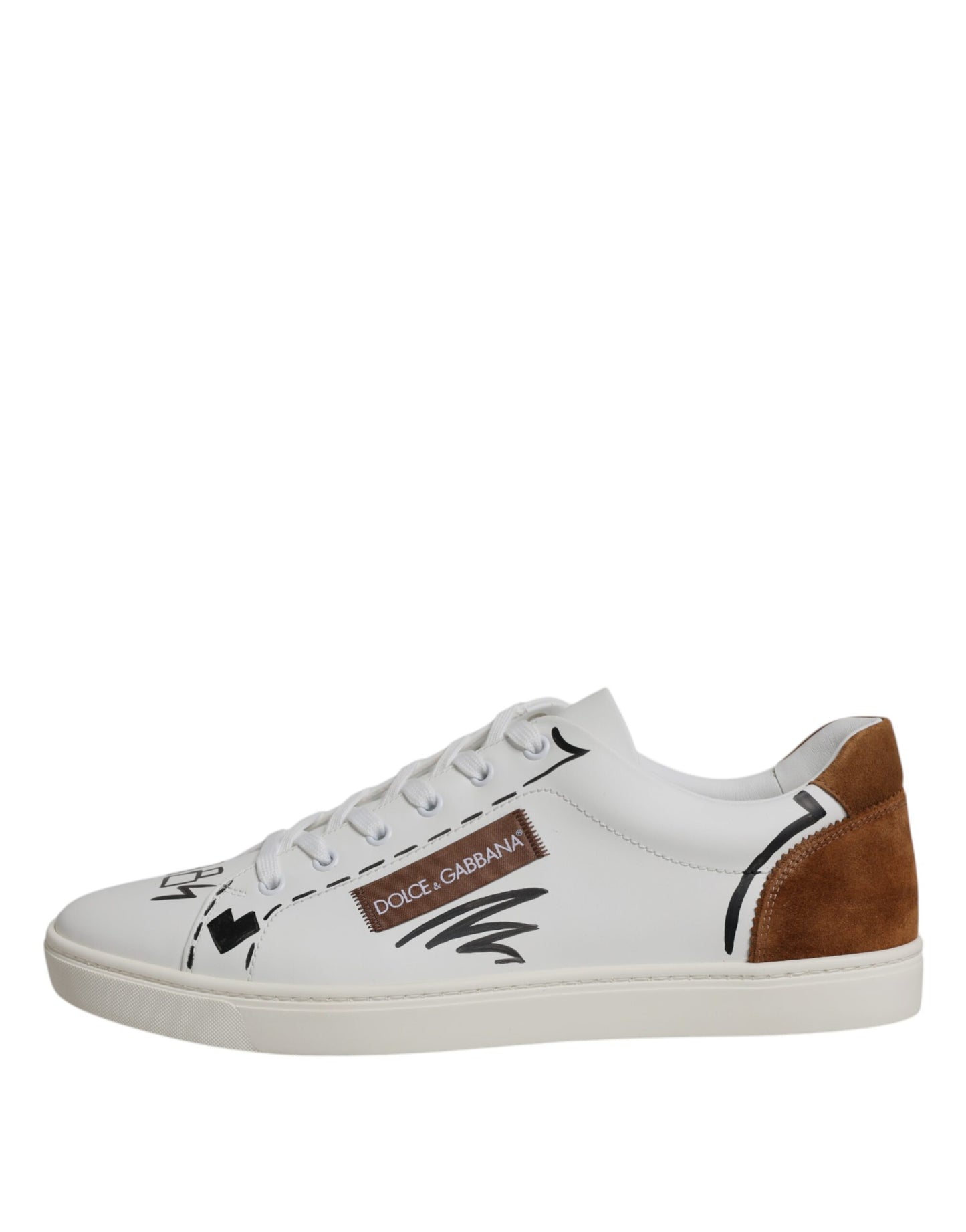 Dolce & Gabbana White Brown London Low Top Men Sneakers Shoes - EU44/US11