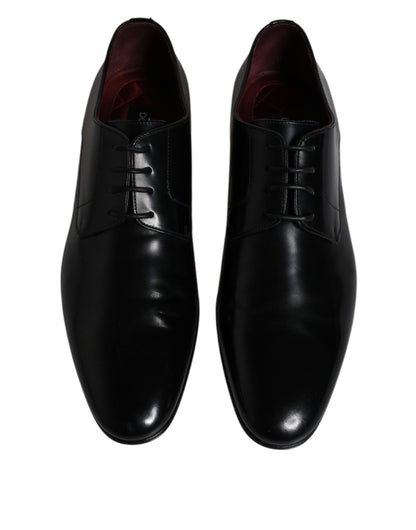 Dolce & Gabbana Black Leather Lace Up Men Derby Formal Shoes - EU42/US9