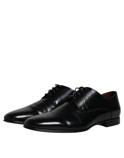 Dolce & Gabbana Black Leather Lace Up Men Derby Formal Shoes - EU42/US9