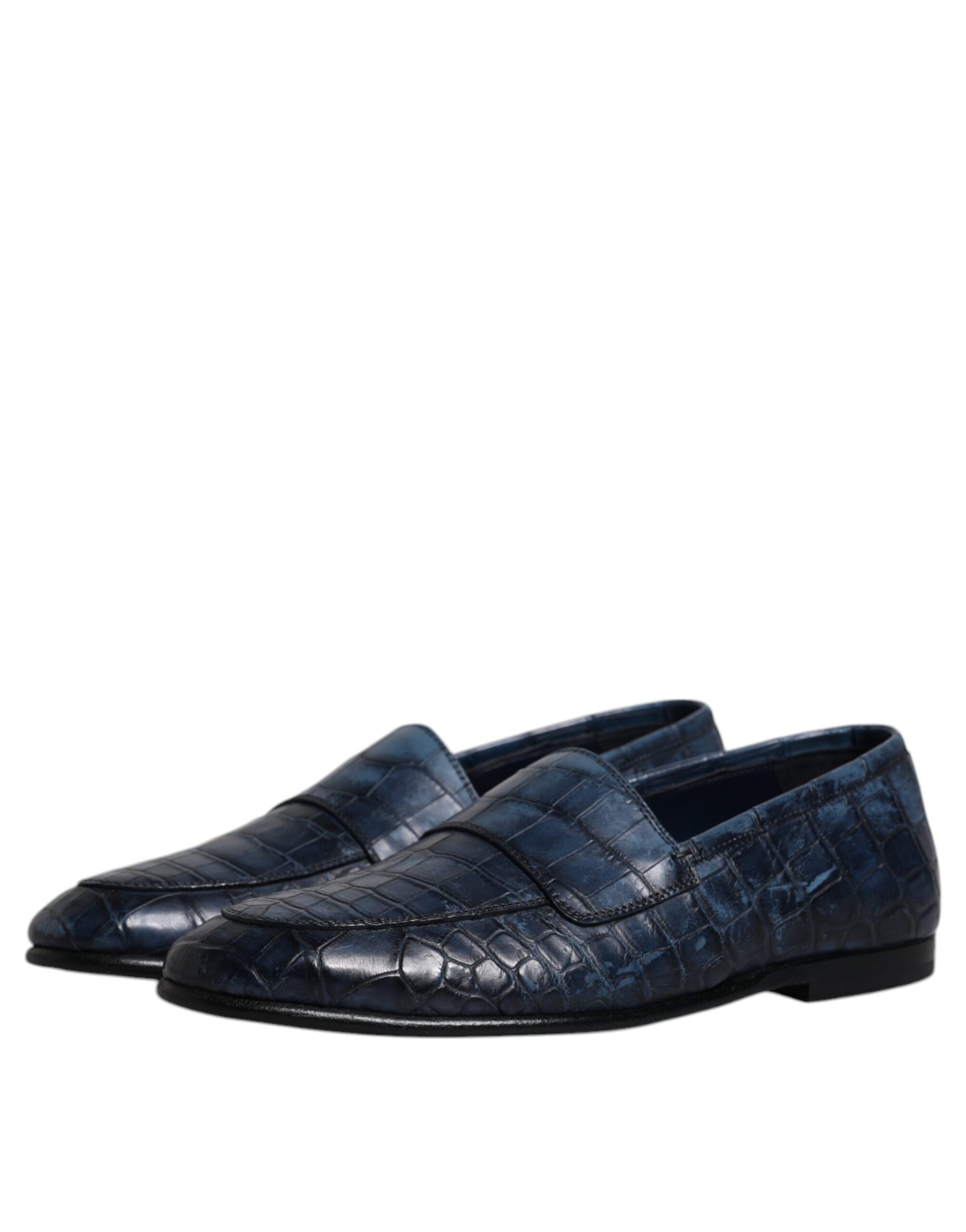 Dolce & Gabbana Blue Exotic Leather Moccasin Slip On Shoes - EU42/US9