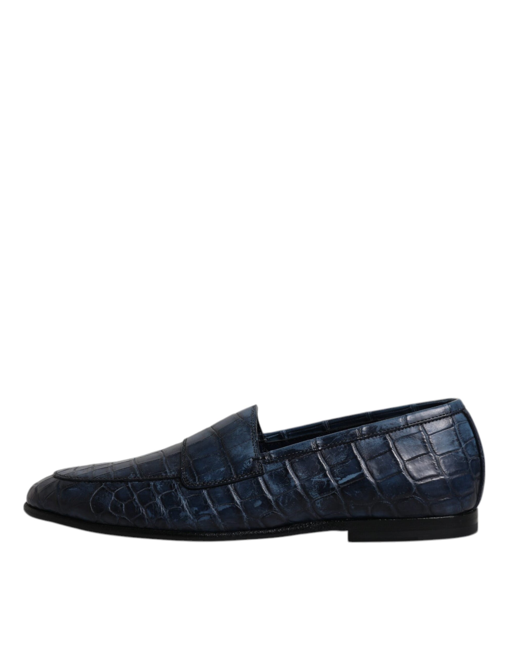 Dolce & Gabbana Blue Exotic Leather Moccasin Slip On Shoes - EU42/US9