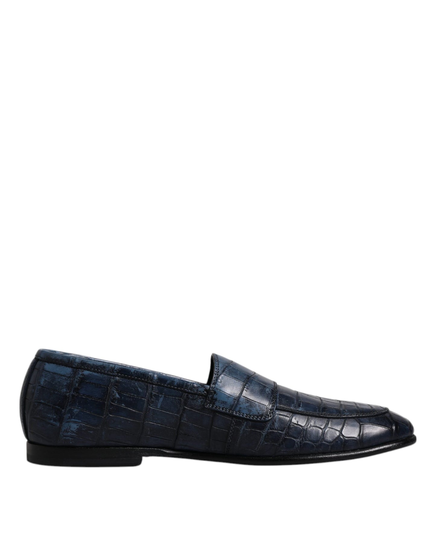 Dolce & Gabbana Blue Exotic Leather Moccasin Slip On Shoes - EU42/US9