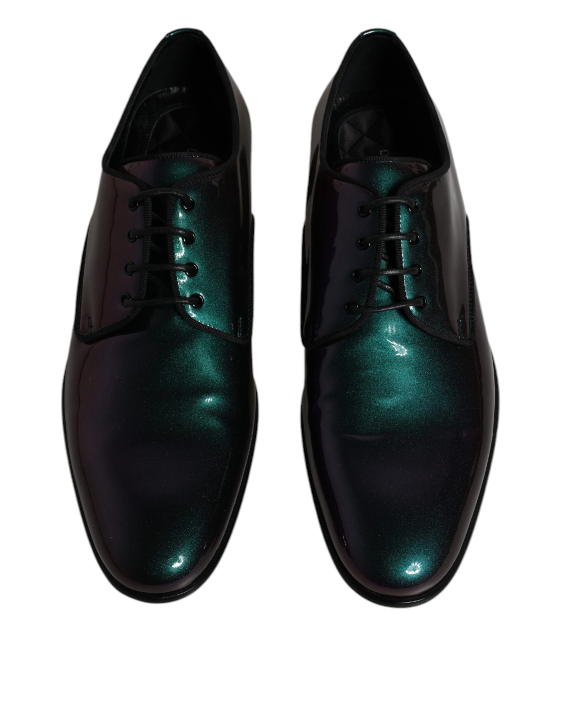 Dolce & Gabbana Peacock Patent Leather Derby Men Dress Shoes - EU44/US11