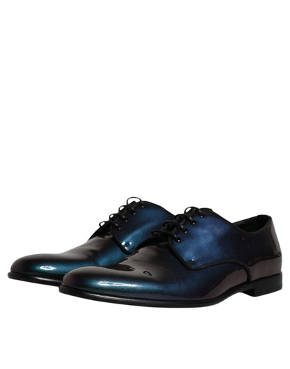 Dolce & Gabbana Peacock Patent Leather Derby Men Dress Shoes - EU44/US11