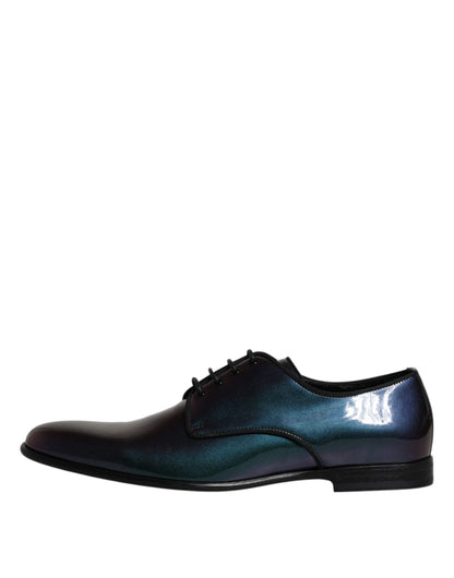 Dolce & Gabbana Peacock Patent Leather Derby Men Dress Shoes - EU44/US11