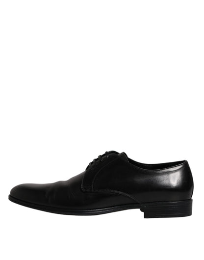 Dolce & Gabbana Black Leather Lace Up Men Derby Formal Shoes - EU42/US9