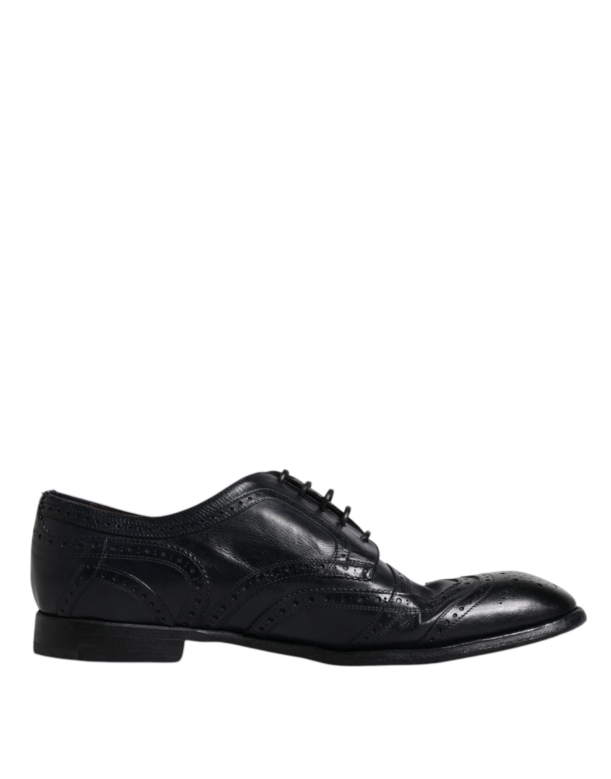 Dolce & Gabbana Blue Leather Derby Wingtip Formal Shoes - EU44/US11