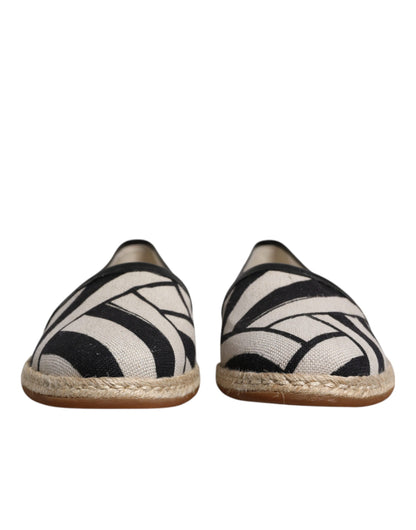 Dolce & Gabbana Black White Stripes Slip On Espadrille Shoes - EU41.5/US8.5