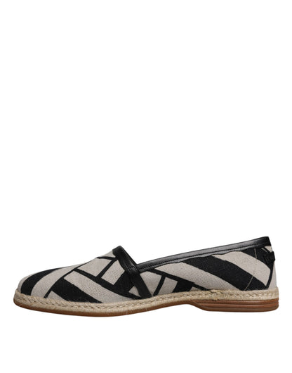 Dolce & Gabbana Black White Stripes Slip On Espadrille Shoes - EU41.5/US8.5