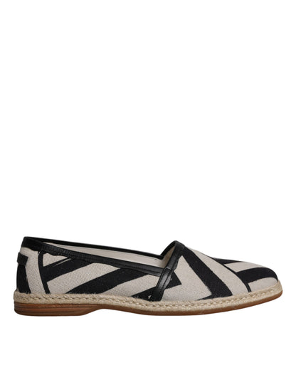 Dolce & Gabbana Black White Stripes Slip On Espadrille Shoes - EU41.5/US8.5