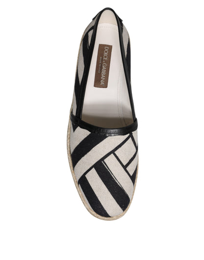 Dolce & Gabbana Black White Stripes Slip On Espadrille Shoes - EU41.5/US8.5