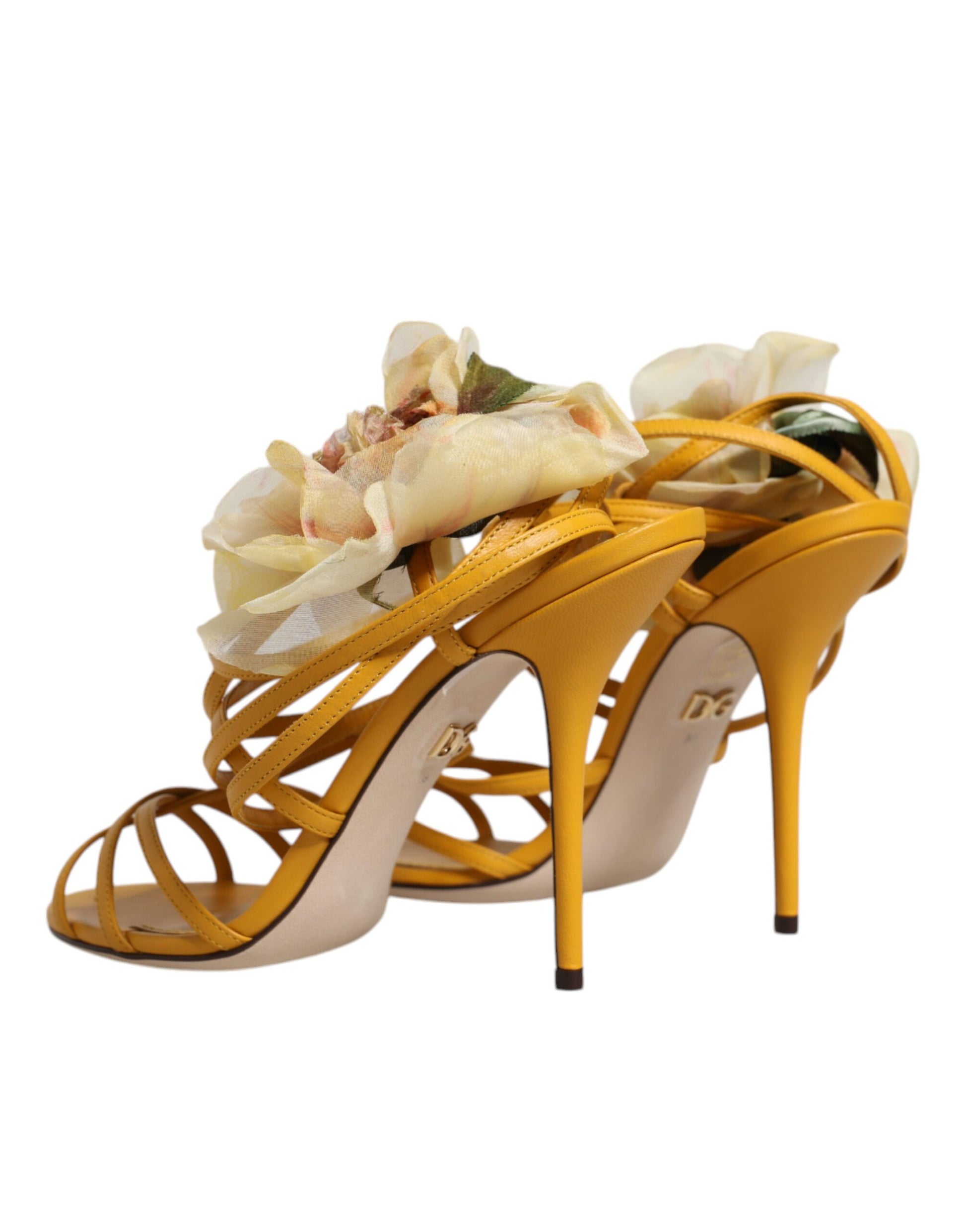 Dolce & Gabbana Orange Flower Applique Keira Sandals Shoes - EU38/US8