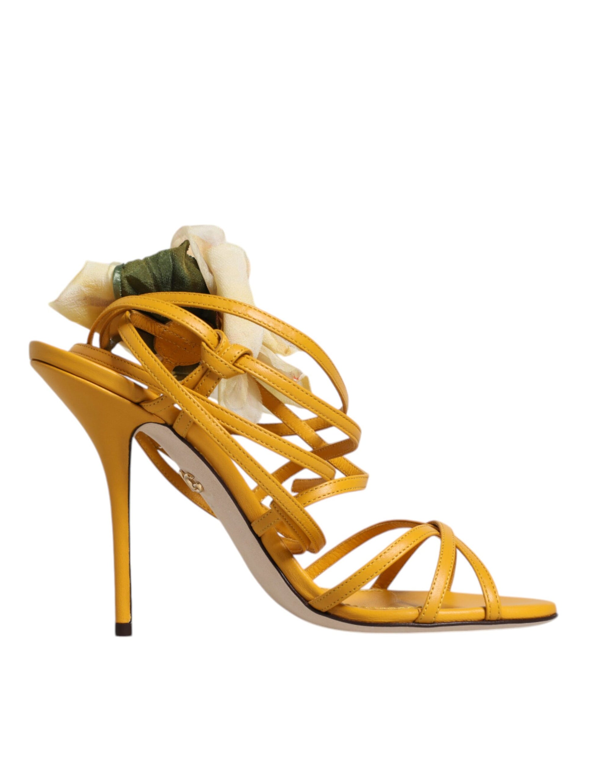 Dolce & Gabbana Orange Flower Applique Keira Sandals Shoes - EU38/US8