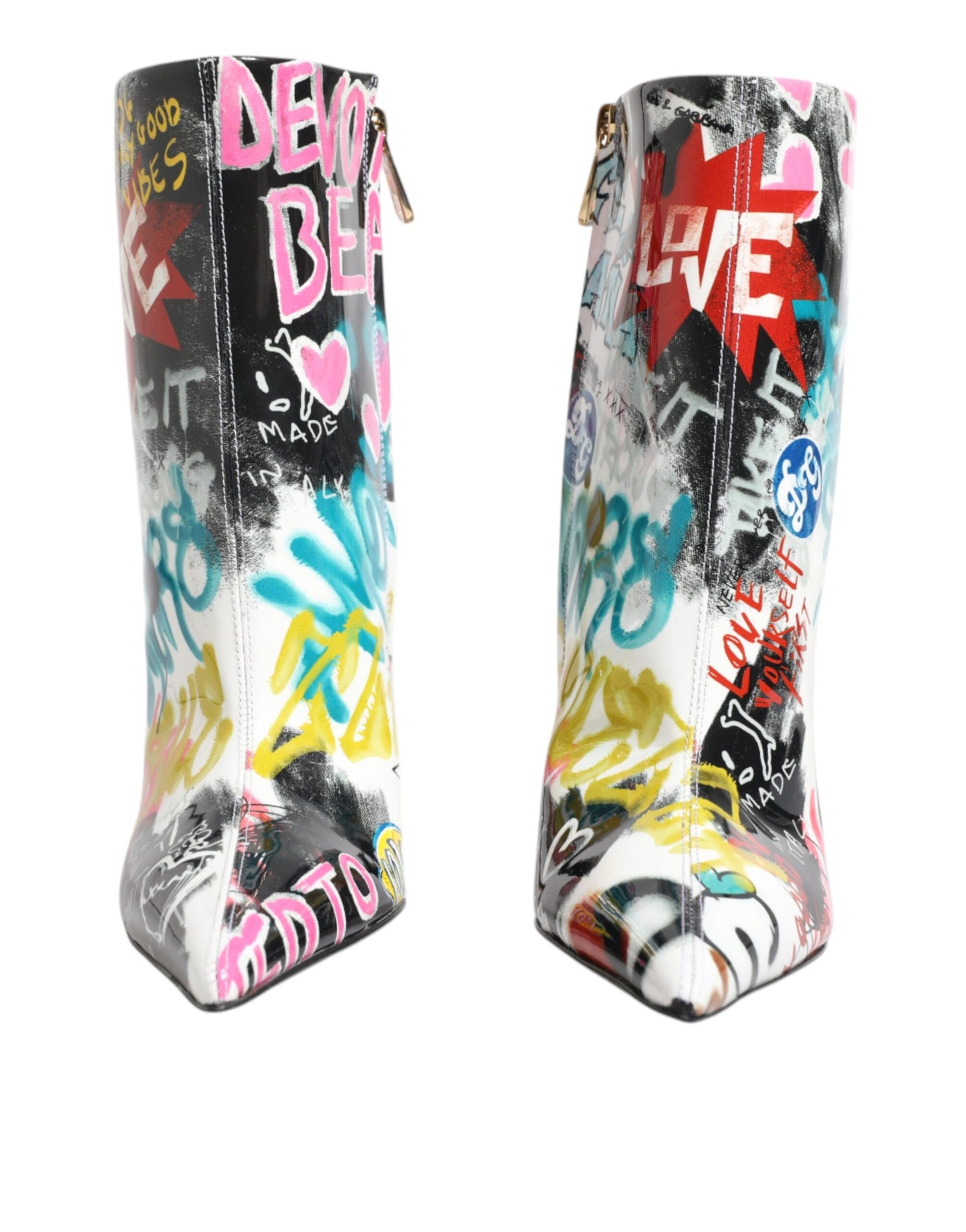 Dolce & Gabbana Multicolor Graffiti Keira Mid Calf Boots Shoes - EU39/US9