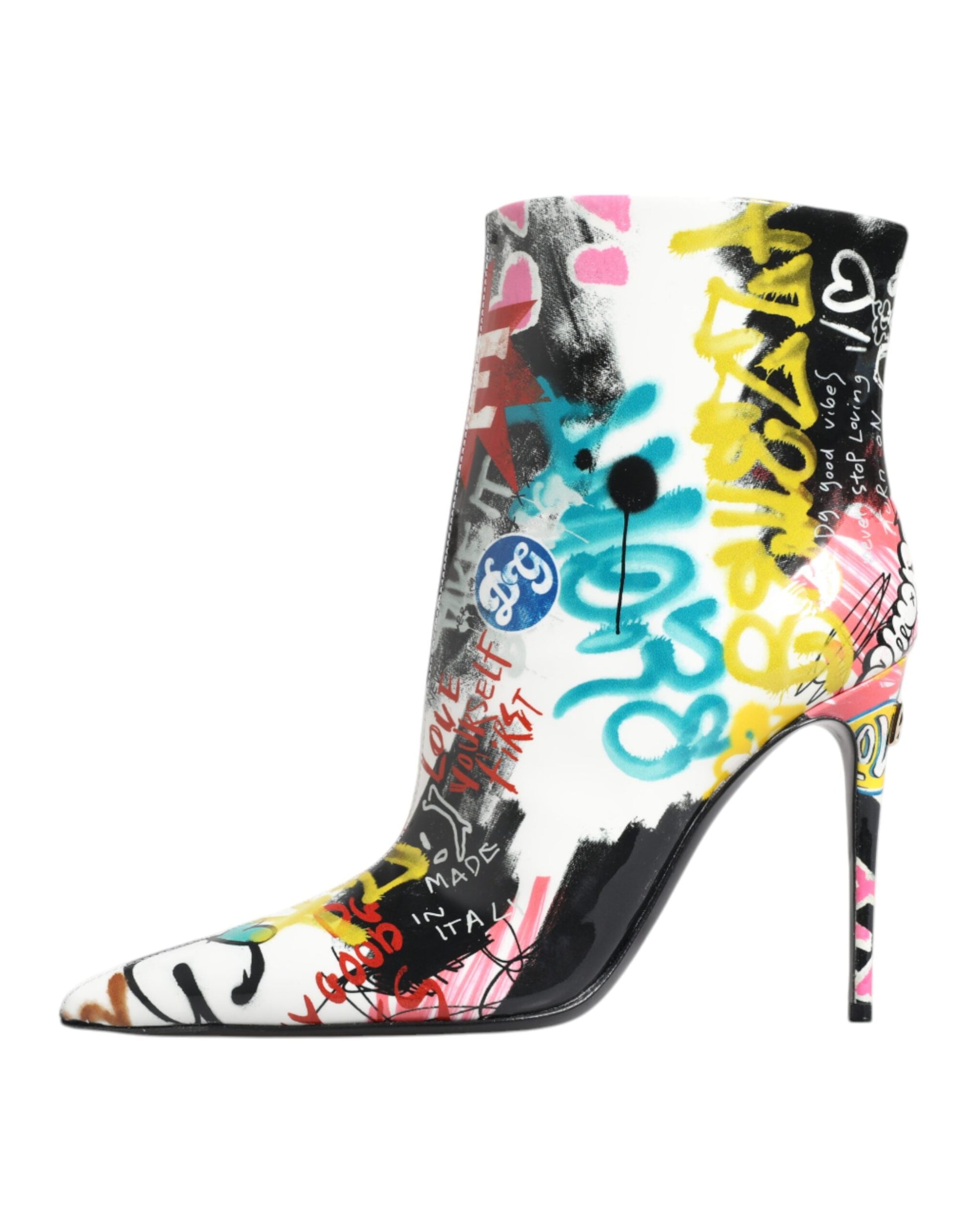 Dolce & Gabbana Multicolor Graffiti Keira Mid Calf Boots Shoes - EU39/US9