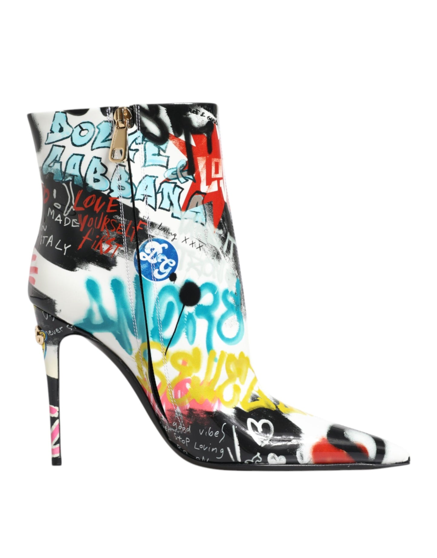 Dolce & Gabbana Multicolor Graffiti Keira Mid Calf Boots Shoes - EU39/US9