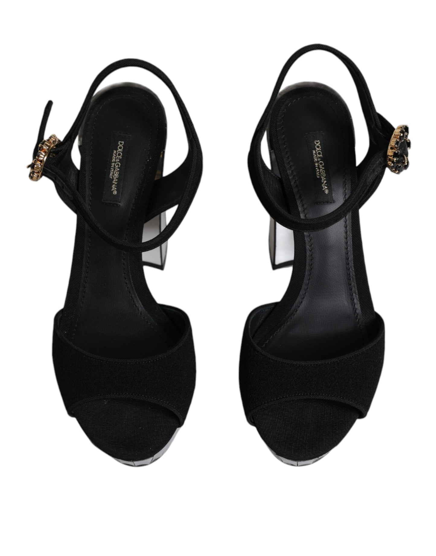 Dolce & Gabbana Black Mirror Heels Platform Sandals Shoes - EU38.5/US8.5