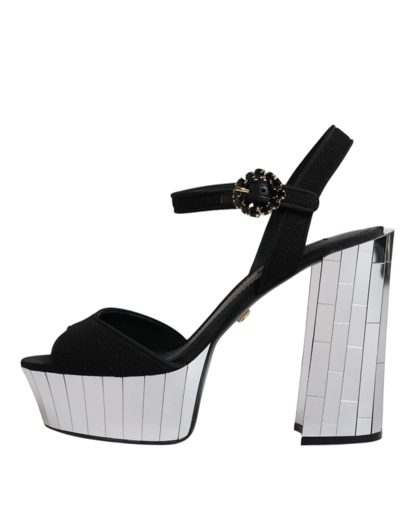 Dolce & Gabbana Black Mirror Heels Platform Sandals Shoes - EU38.5/US8.5