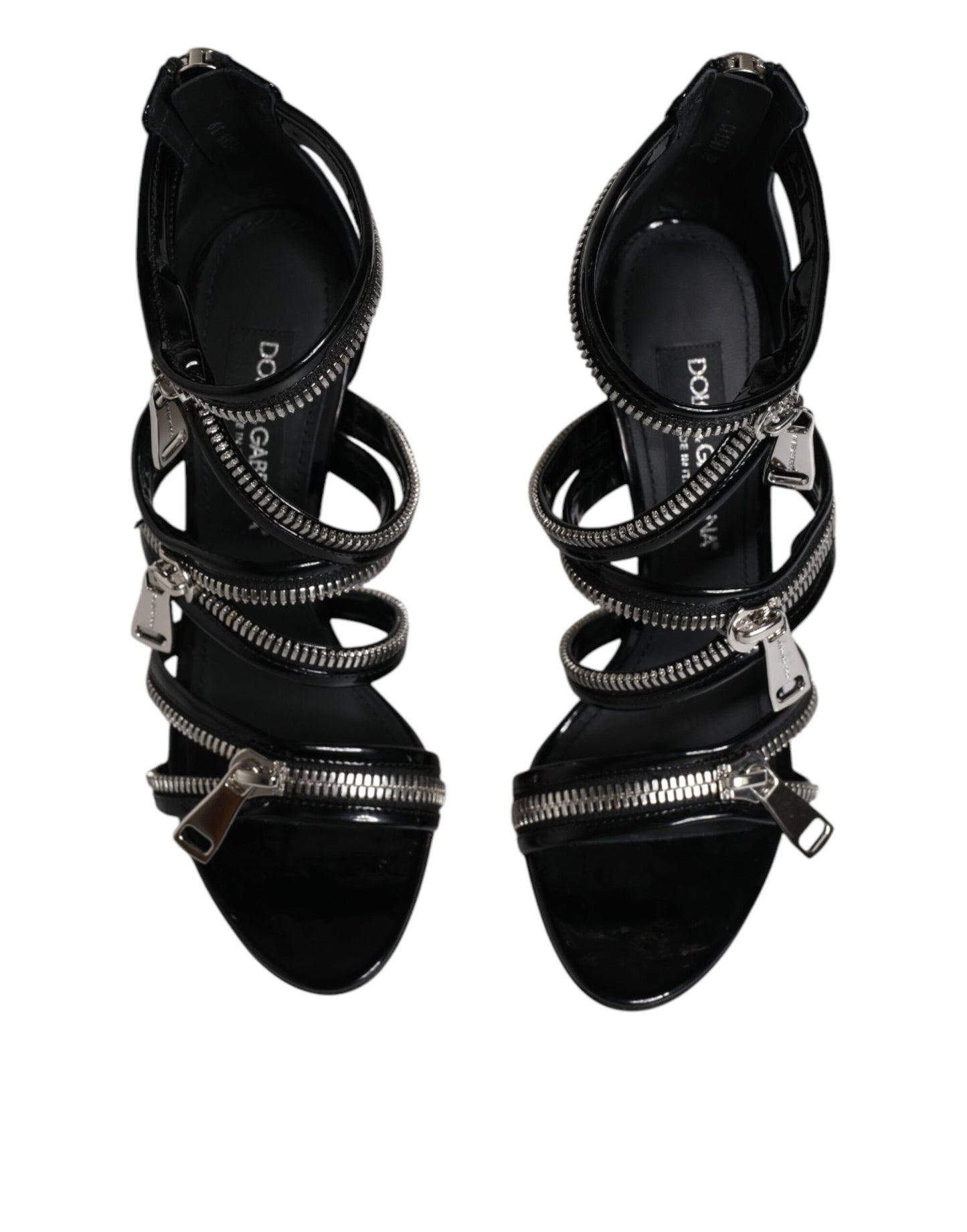 Dolce & Gabbana Black Zipper Ankle Strap Heels Sandals Shoes - EU39/US9