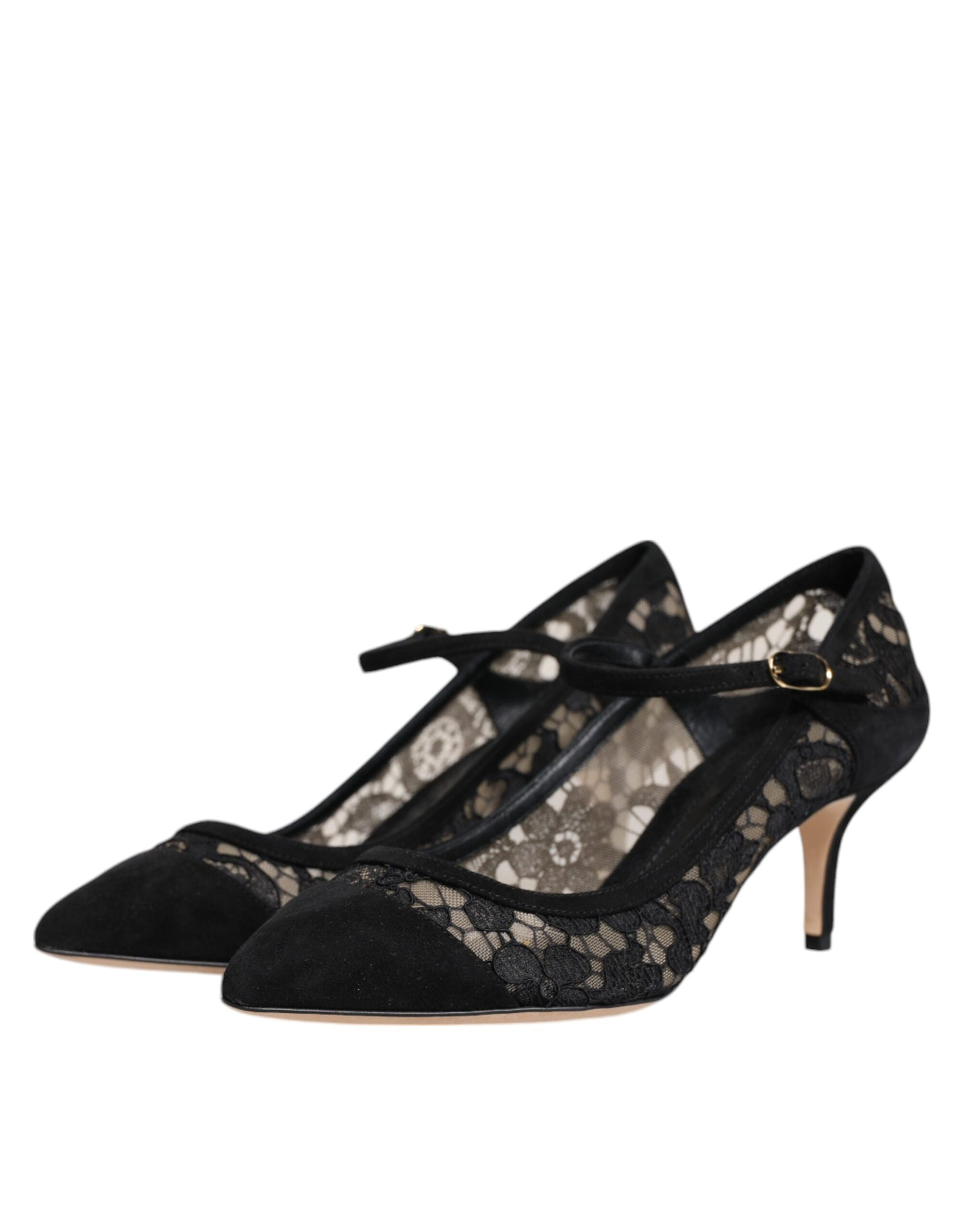 Dolce & Gabbana Black Mary Jane Taormina Lace Pumps Shoes - EU43/US13