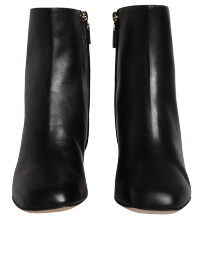 Dolce & Gabbana Black Jackie Leather Mid Calf Boots Shoes - EU37/US7