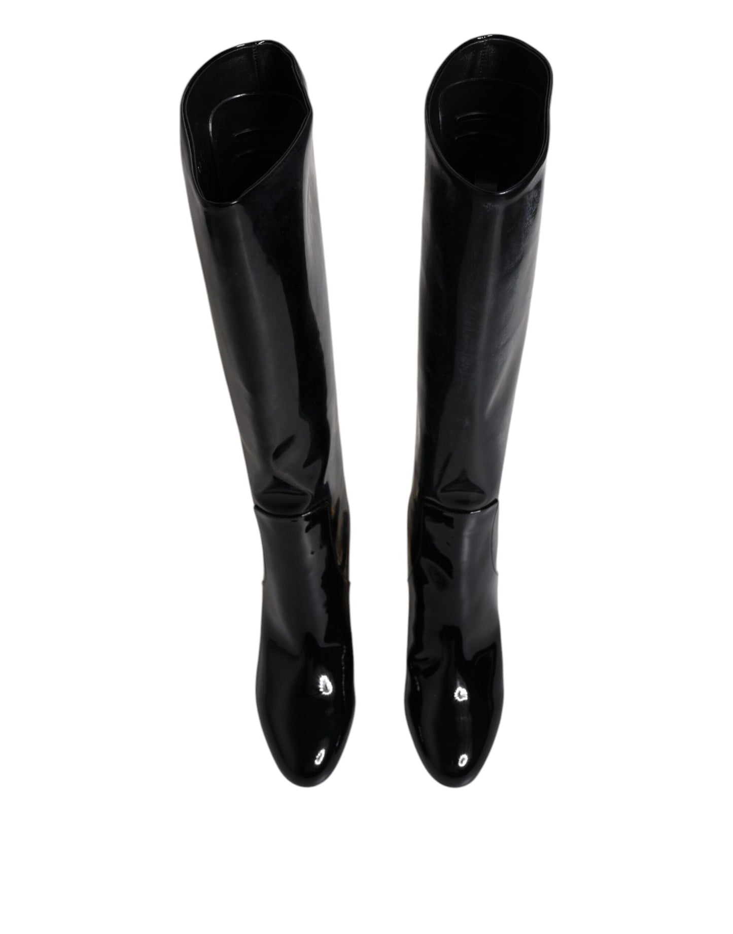 Dolce & Gabbana Black Patent Leather Vally High Boots Shoes - EU36.5/US6.5