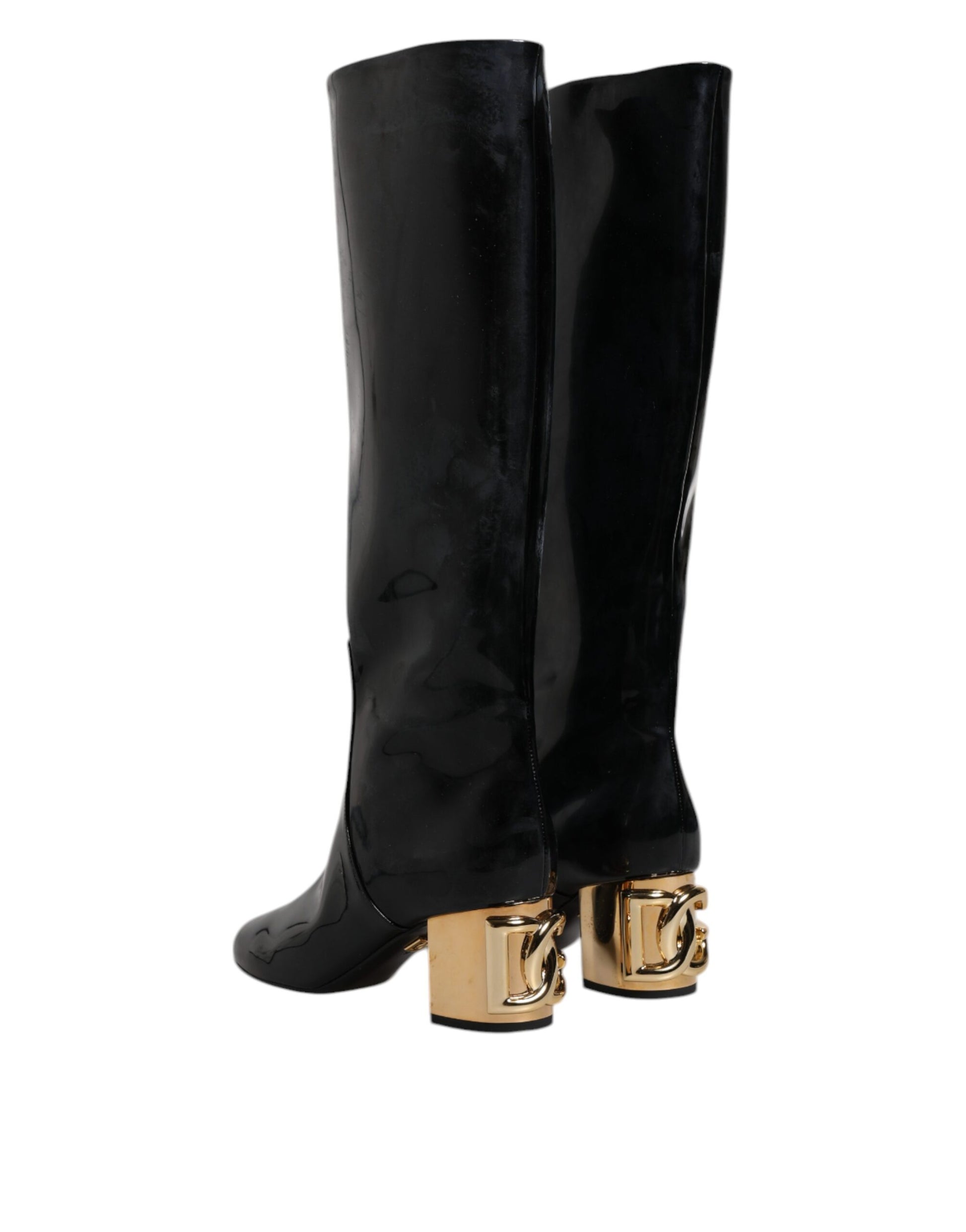 Dolce & Gabbana Black Patent Leather Vally High Boots Shoes - EU36.5/US6.5