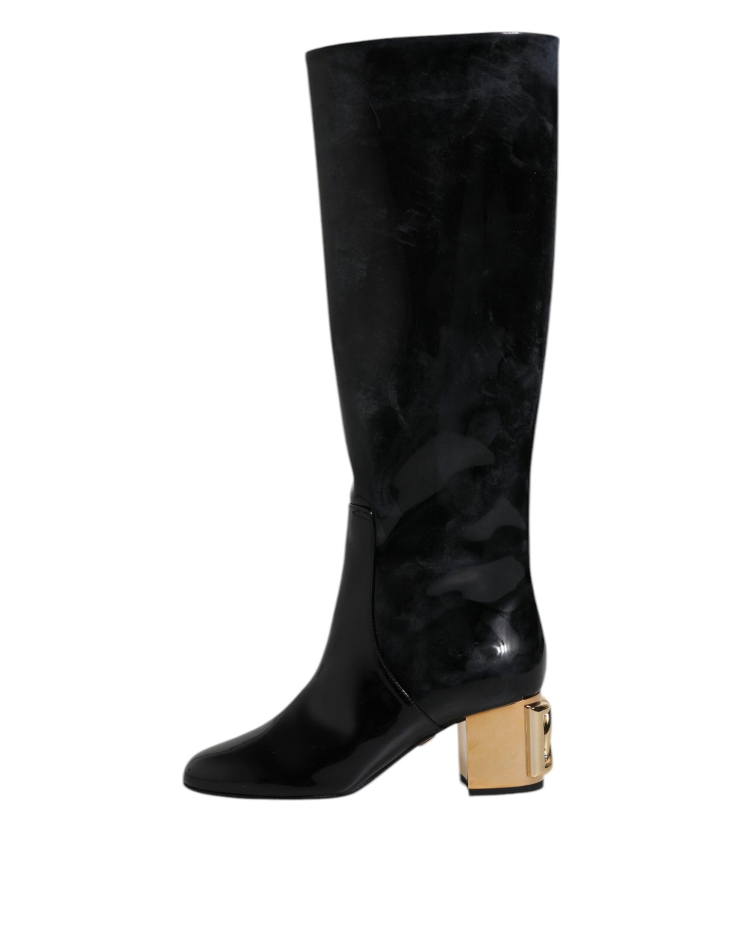 Dolce & Gabbana Black Patent Leather Vally High Boots Shoes - EU36.5/US6.5