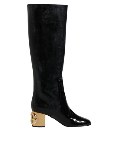 Dolce & Gabbana Black Patent Leather Vally High Boots Shoes - EU36.5/US6.5